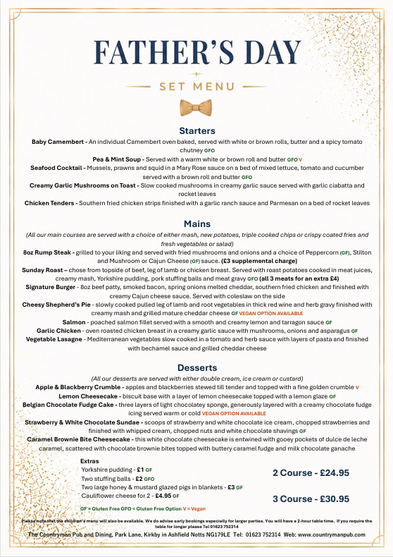 Father's Day 2026 Set Menu at The Countryman